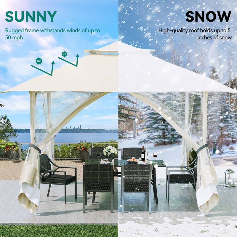 Outdoor Pop Up Instant Gazebo Tent With Mosquito Netting