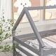 preview thumbnail 6 of 7, Twin over Twin Loft Bed with Roof Design, Guardrail and Ladder, Grey