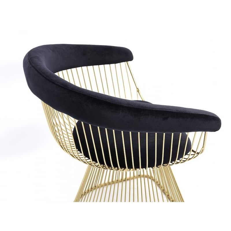 Modrest Chandler Black Velvet & Gold Dining Chair