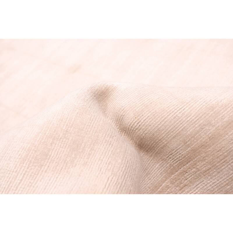 ECARPETGALLERY Hand Loomed Shimmer Ivory Viscose Rug - 6'7 x 9'5