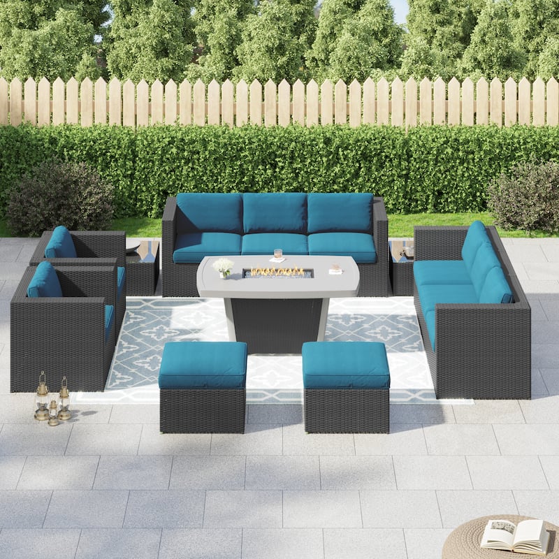 Corvus Xavier 13-piece Sectional Wicker Patio Sofa Set