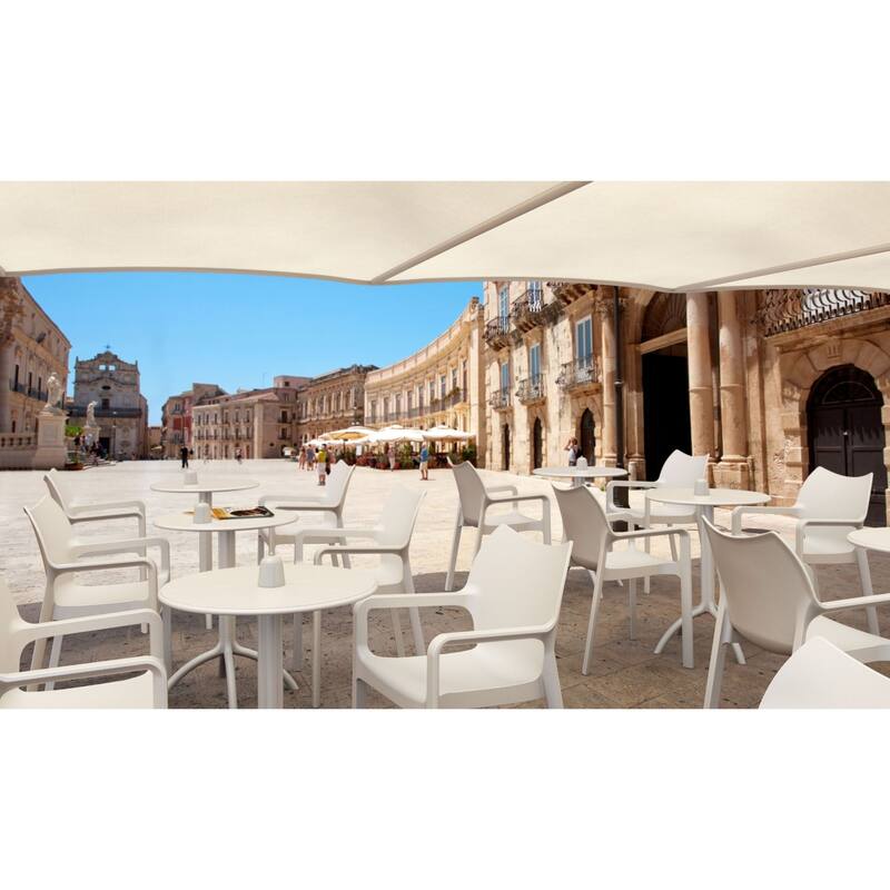 33" White Outdoor Patio Solid Dining Arm Chair