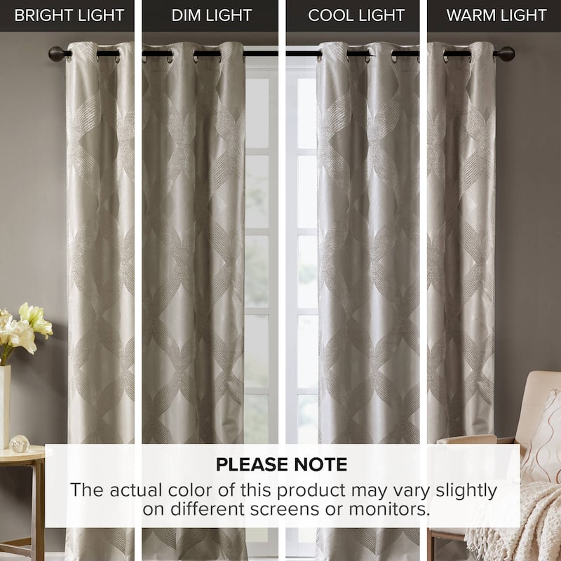 SunSmart Abel Ogee Knitted Jacquard Total Blackout Curtain Panel