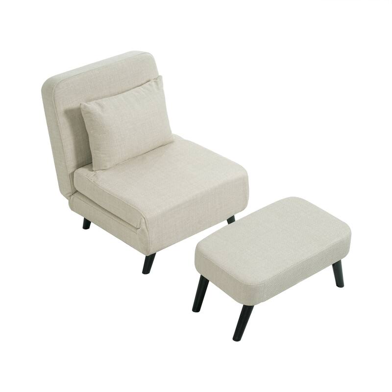 3 in 1 Foldable Linen Chaise Lounge with Adjustable Backrest