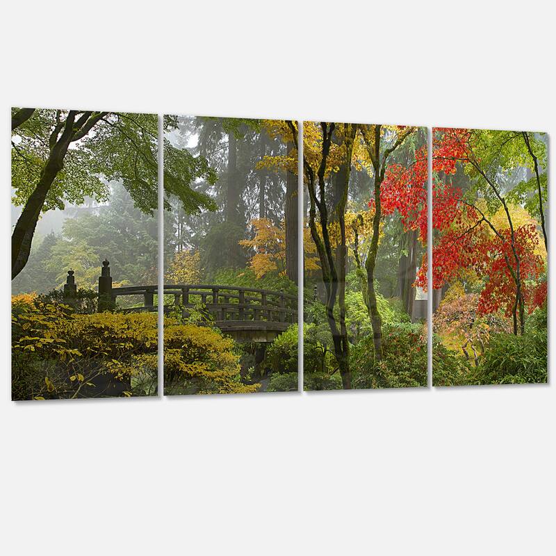 Designart 'Japanese Wooden Bridge in Fall' Photo Metal Wall Art