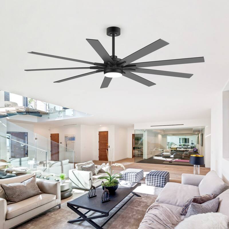 36/42/52/56/72/84-Inch Reversible 3/5/9-Blade Integrated LED Ceiling Fan with Light Remote