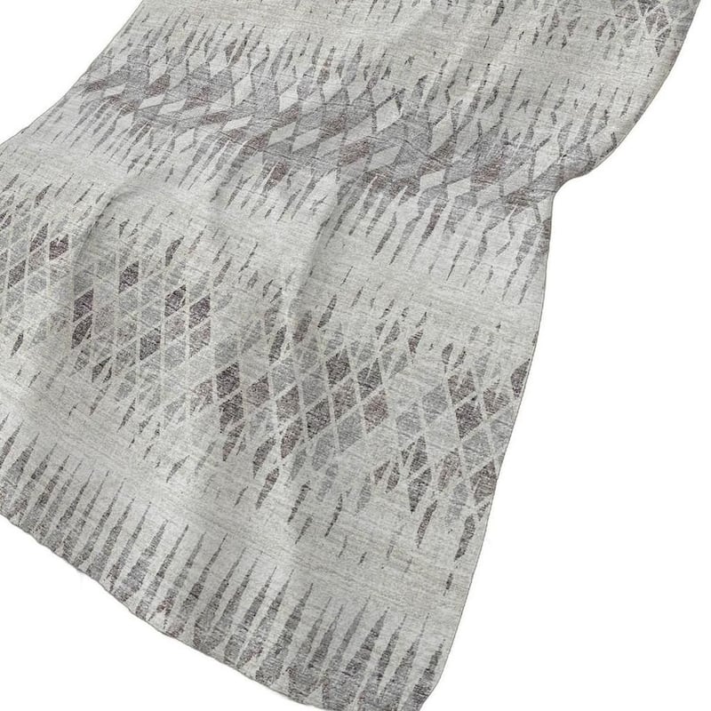 HomeRoots 50" X 70" Beige And Gray Geometric Polyester Woven Plush Throw Blanket