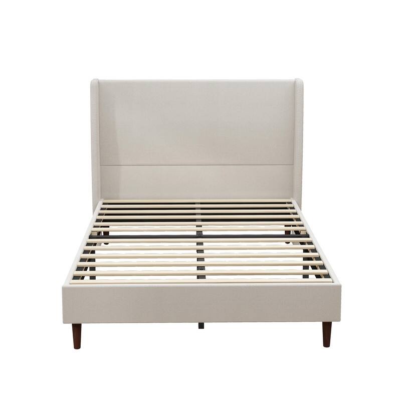 Spruce & Spring Queen Size Upholstered Bed Frame with High Headboard