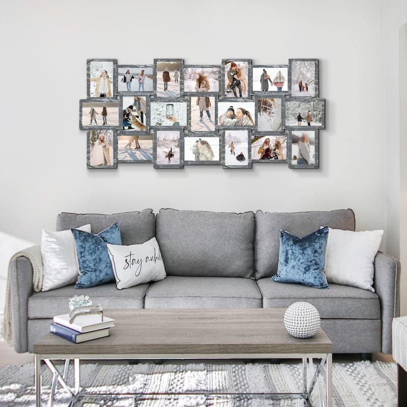 HELLO LAURA Modern Plastic 21 Piece Wall Hanging Family Photo Frame Wall Set