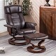 preview thumbnail 33 of 40, Mcombo Swiveling Recliner Chair with Wood Base and Ottoman