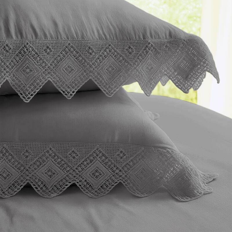Elsie Lace Shadow 6 Piece Coverlet Set