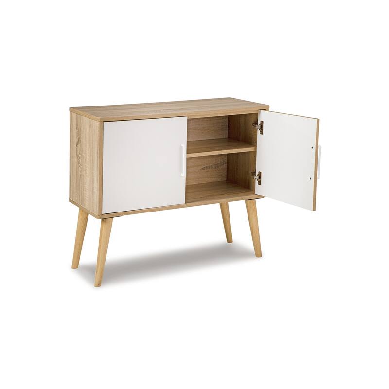 Kior Accent Cabinet Console, 2 Doors w Adjustable Shelf, White 32 Inch