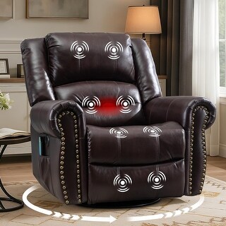 Remote Control Rocker Recliner Swivel Rocker Recliner with Heat, Vibration, Remote Control and USB ...