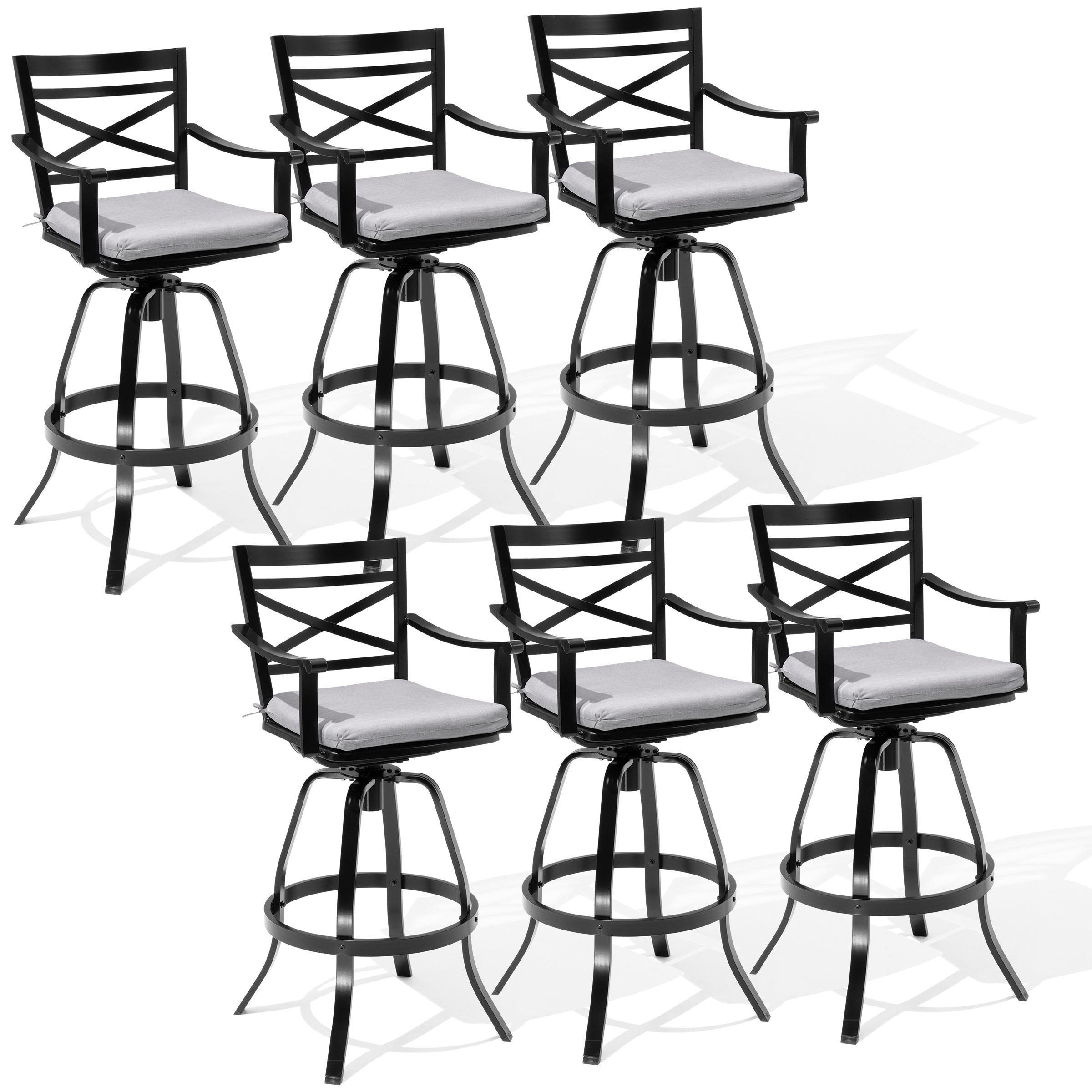 Outdoor Bar Stools Patio Cast Aluminum Swivel Barstools with Sunbrella Cushion