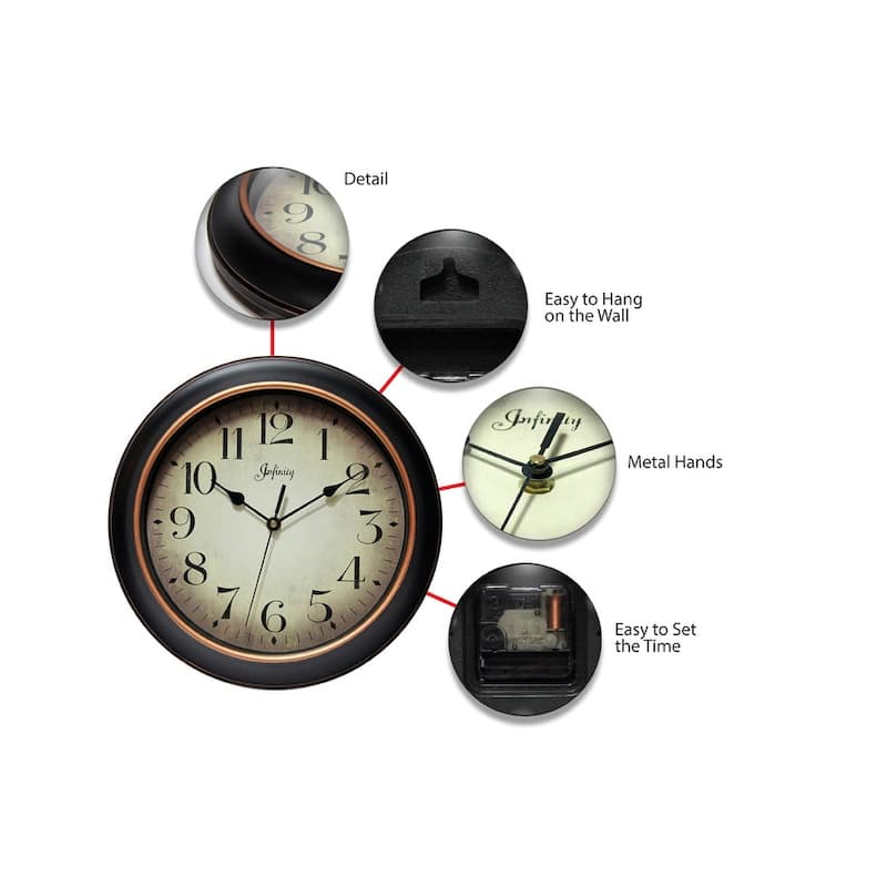 Copper Grove Kaffir 12-inch Classic Kitchen Round Clock - 12 x 2 x 12 - 12 x 2 x 12