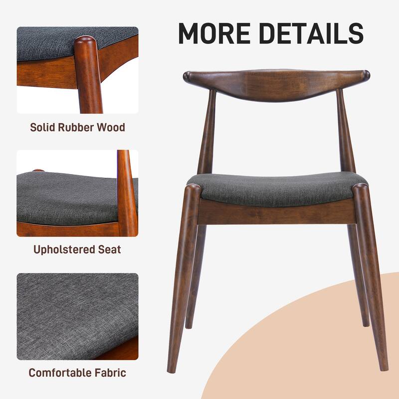5-Piece Dining Set 1 Table 4 Chairs,Rubberwood Frame,Faux Wood Tabletop, Retro- Elegant for Kitchen & Family Dining