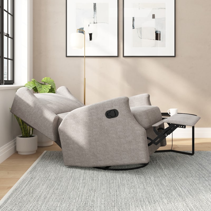 Wingback Upholstered Manual Recline Rocking Swivel Glider Chair