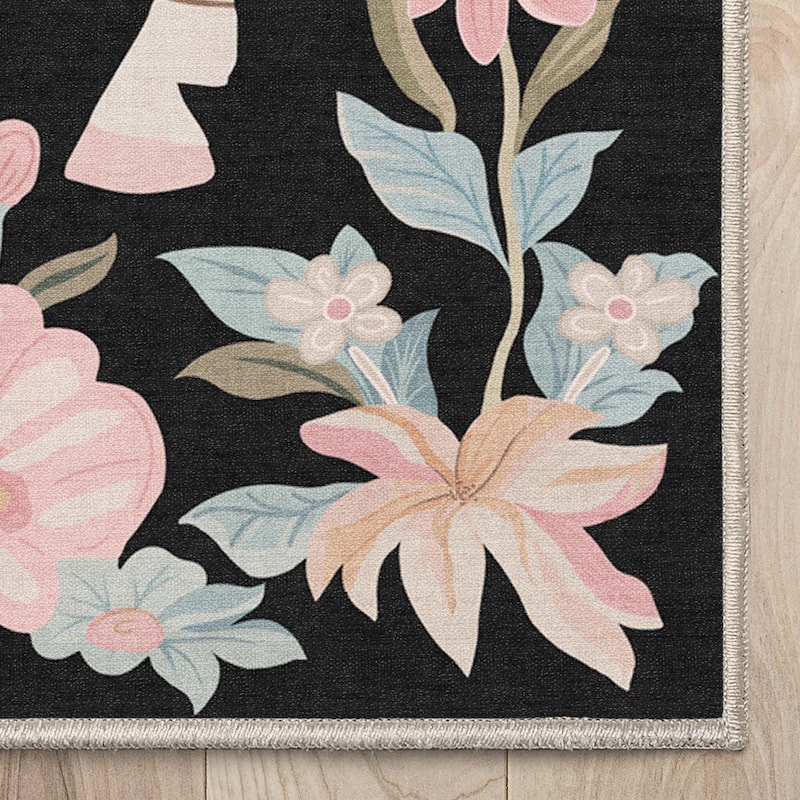 Well Woven Apollo Zebra Floral Animal Print Modern Flat Pile Area Rug