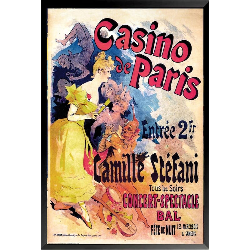 Casino De Paris Vintage Advertisinent Framed Poster - 24 x 36 Inch