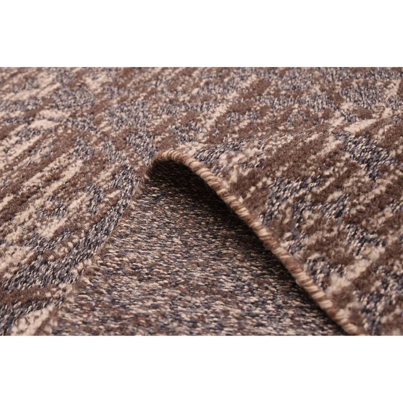 ECARPETGALLERY Hand-knotted Tangier Dark Brown Wool Rug - 5'3 x 7'10