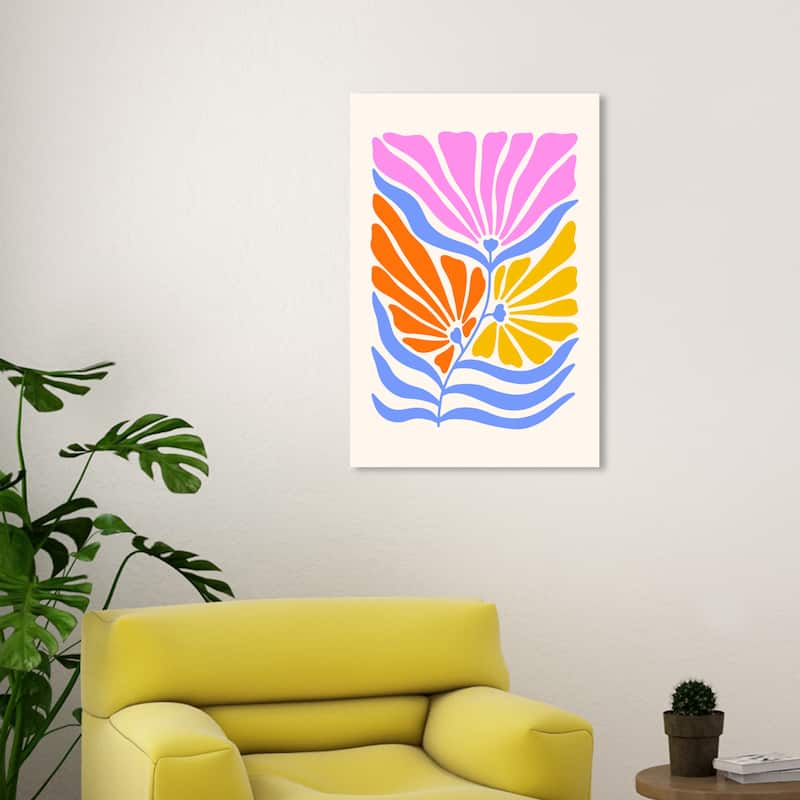 Wynwood Studio Canvas Floral and Botanical Floral Bright Blue and Violet Modern & Contemporary Wall Art Canvas Print