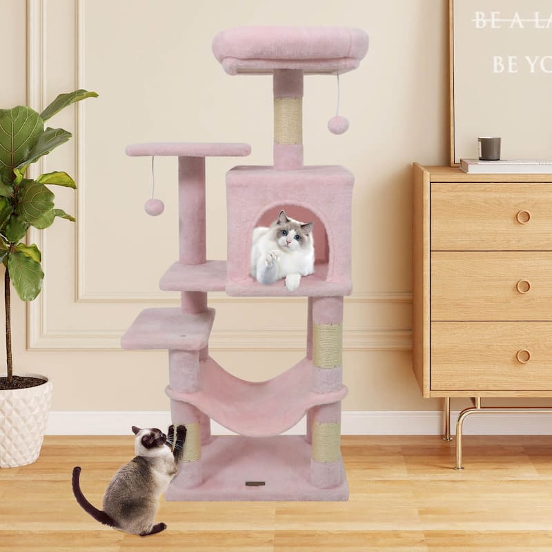 Costway 44” Tall Multi-level Cat Tree with Cushion Top Perch, - See Details