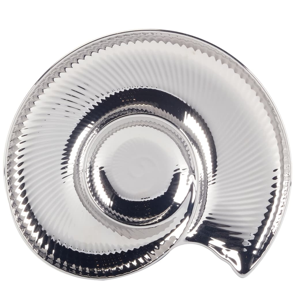 Certified International Silver Coast 3-D Nautilus Chip & Dip - 14.25" x 12.25" x 1.375"