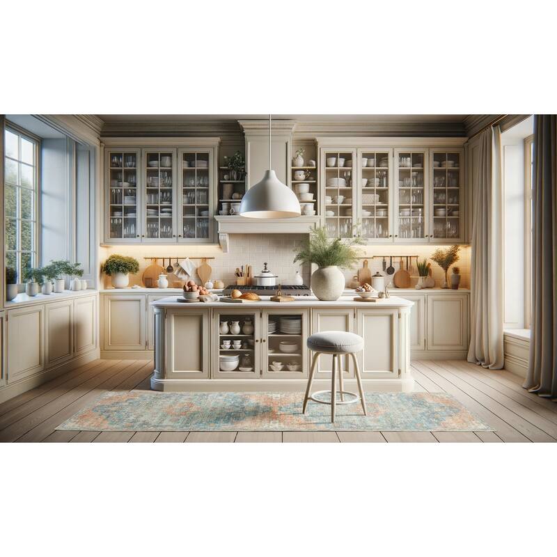 Vista Home Montreux Bohemian Medallion Orange/Blue Area Rug - 2' x 8' - Runner