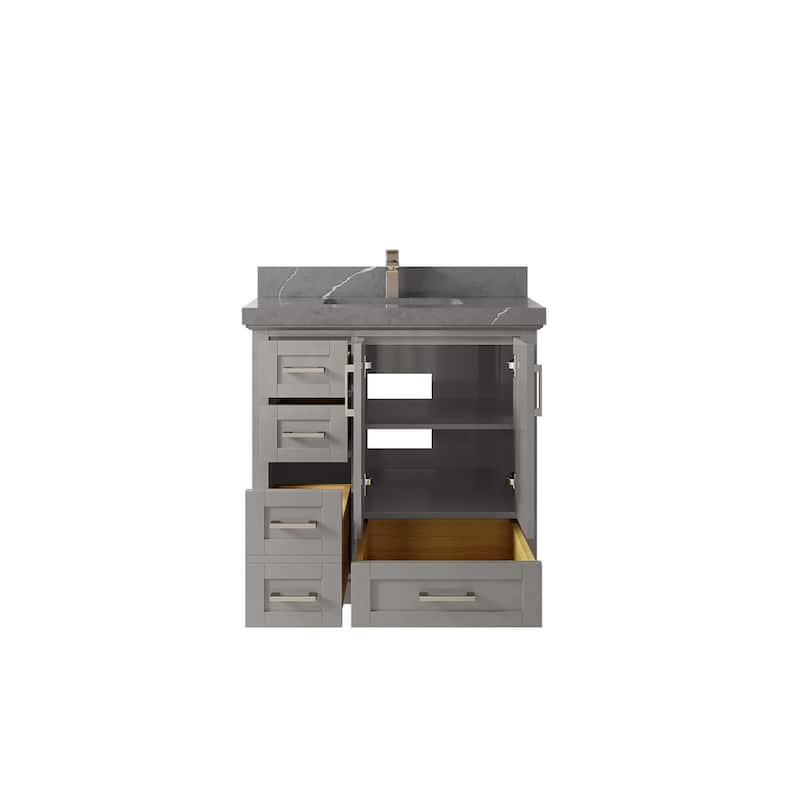 Willow Collections 36 x 22 Boston Center Sink Right Bathroom Vanity with Countertop