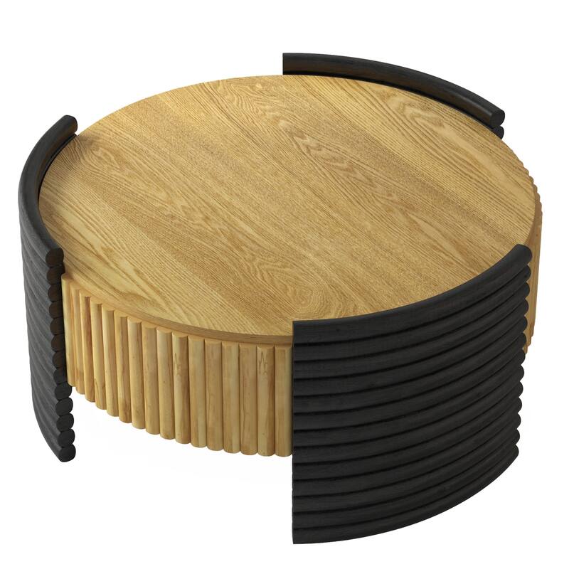 31.50" Modern Colorblocked Striped Coffee Table with Flip Top Storage Coffee Table