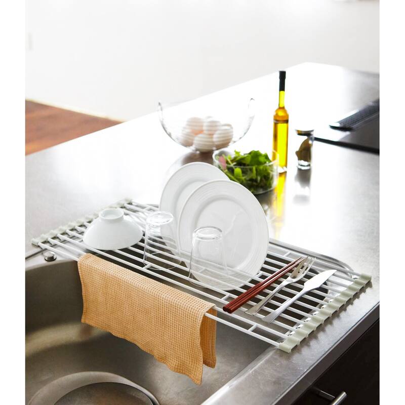 Yamazaki Home Over-the-Sink Dish Drainer, Steel, Holds 8.8 lbs