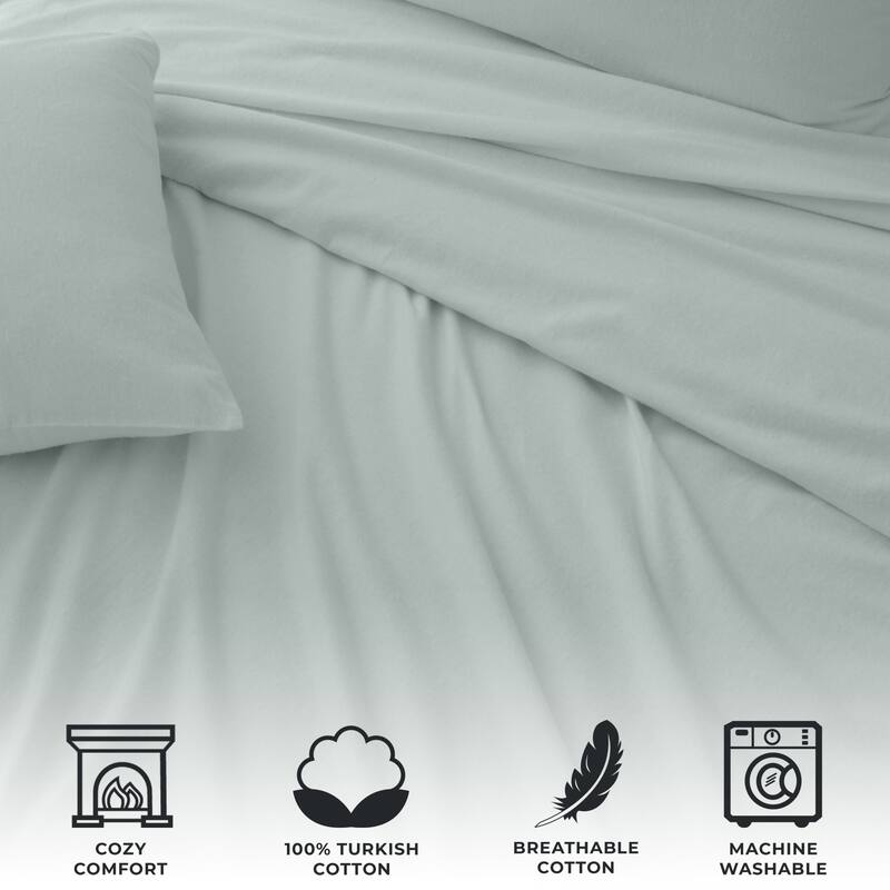 Ultra Soft 100% Turkish Cotton Flannel Double Brushed Solid Sheet Set