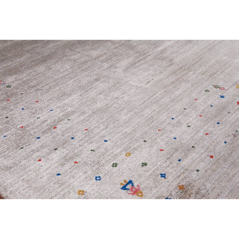 Gabbeh Indian Area Rug Handmade Silk Carpet - 9'3" x 11'10"