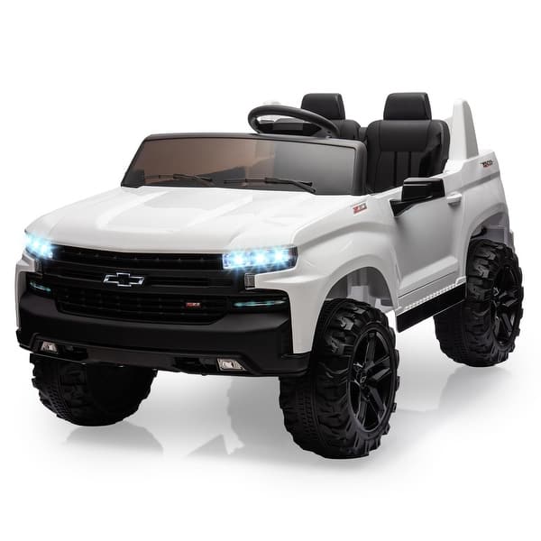 slide 2 of 34, Baby Car 24V 2-Seater Truck Licensed Chevrolet Silverado Ride On Toy w/Parent Remote Control White