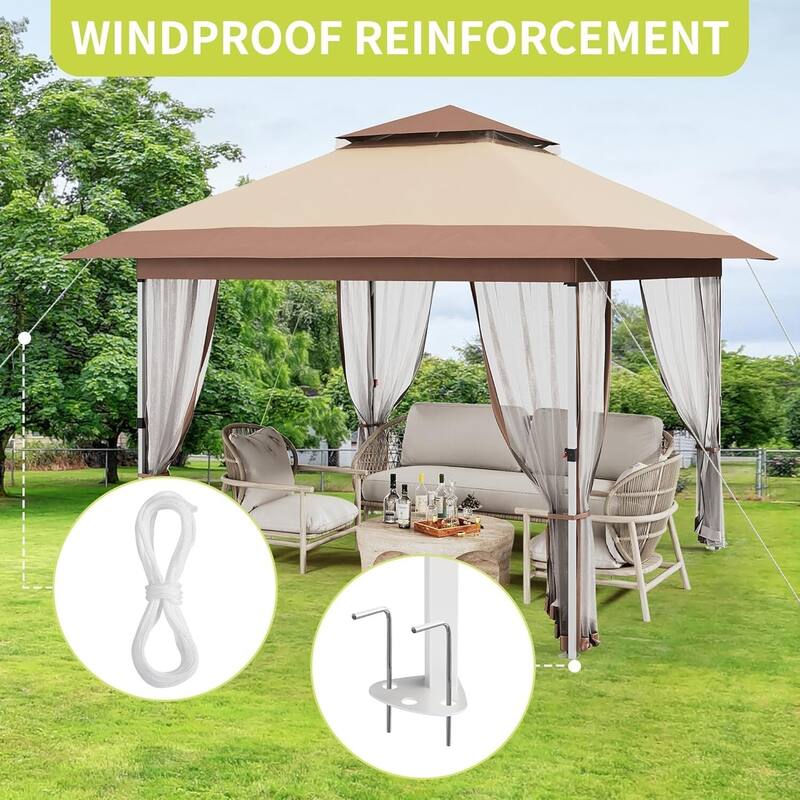 12x12FT Pop-Up Gazebo Waterproof Canopy Tent for Patio Garden Backyard - 12X12 Ft