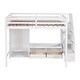 preview thumbnail 10 of 12, White Full Size Solid Wood Loft Bed with Wardrobe and Storage Table