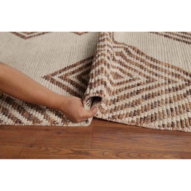 Modern Geometric Moroccan Oriental Area Rug Hand-Knotted Wool Carpet - 8'1"x 10'8"