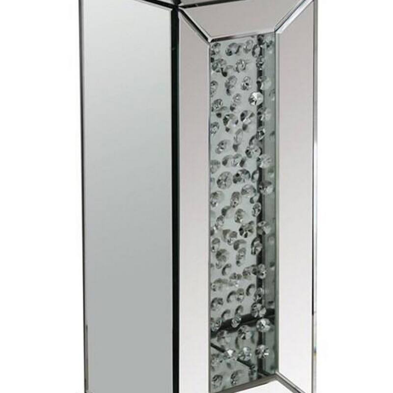 12 in. Silver Square Glass End Table, Sturdy Build End Side Table for Living Rooms