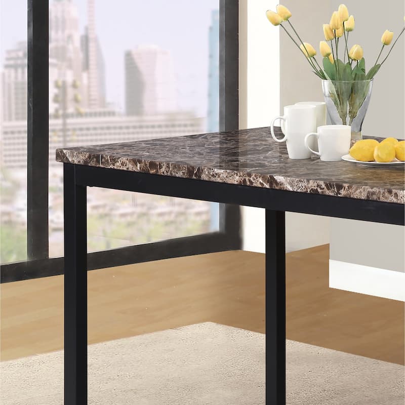 Metal Dining Table with Laminated Faux Marble Top, Ideal For Small Dining Or Breakfast Areas