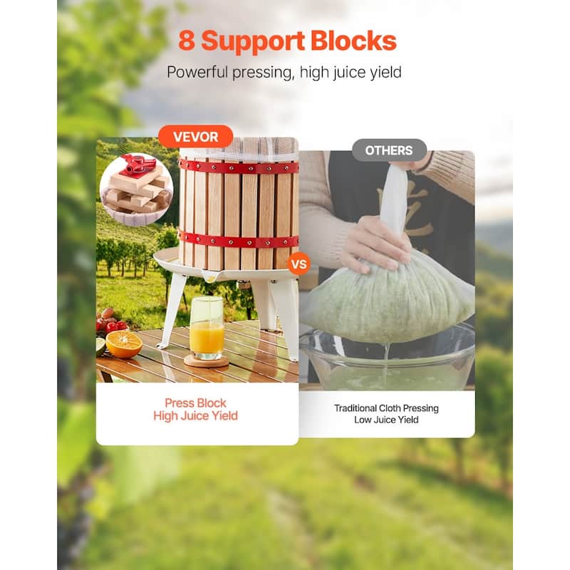 Natural Beech Wood Manual Fruit Wine Press for Fresh Juice Olive Oil and Cheese Extraction