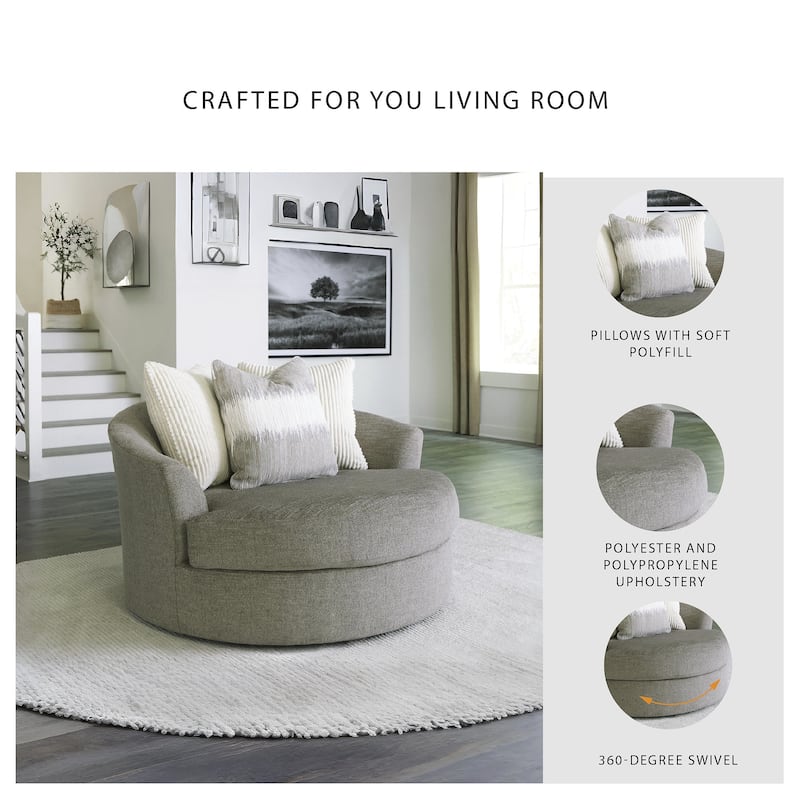 Signature Design by Ashley Creswell Stone Oversized Swivel Accent Chair - 56"W x 56"D x 32"H