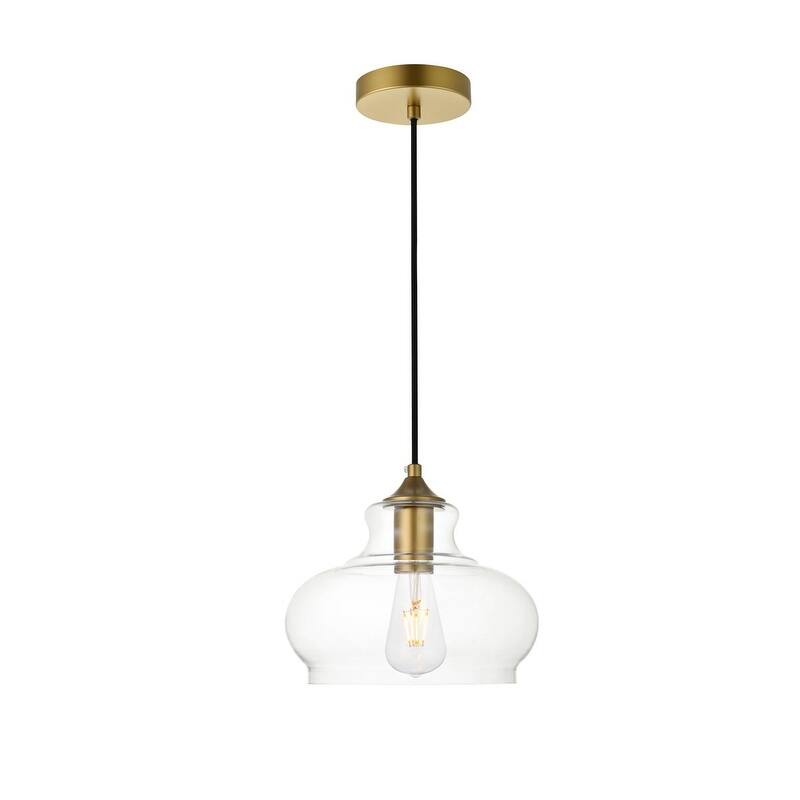 Clear Glass 1-light Pendant - Brass