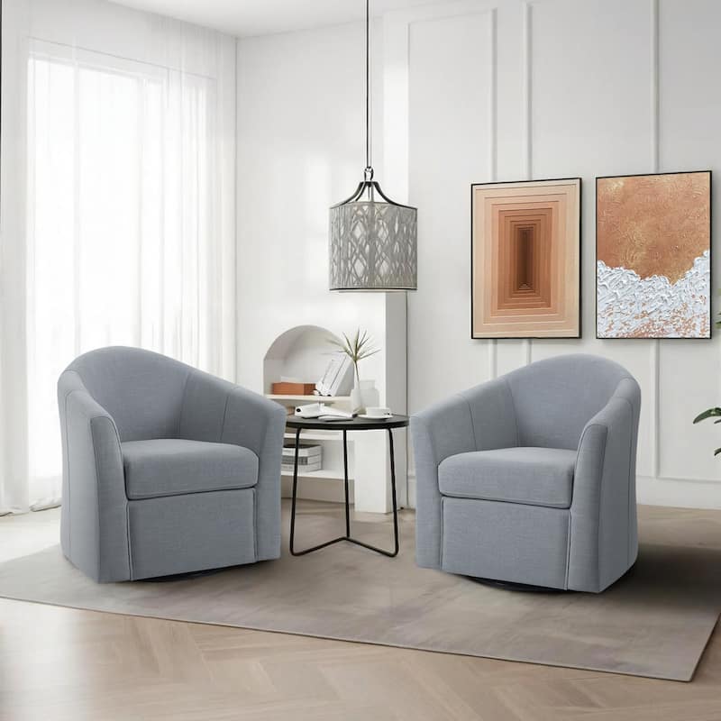 Anna 30"W Swivel Barrel Accent Chair Set of 2 - Light Grey