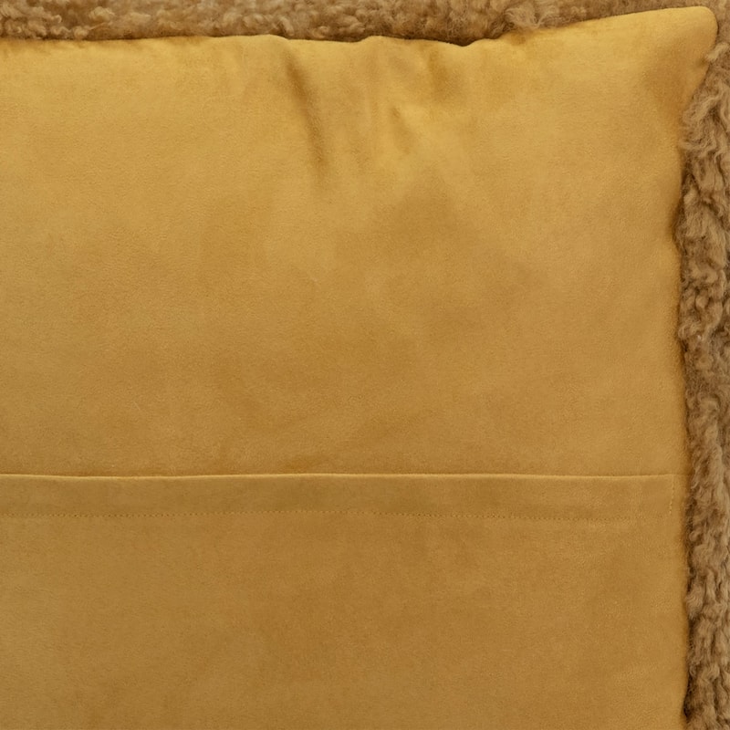 Chaz Long Hair New Zealand Wool Plush Square 20x20 Throw Pillow, Mustard