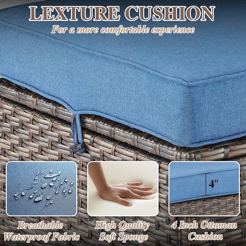 All-Weather Sofa with Outdoor Swivel Chairs Ottomans