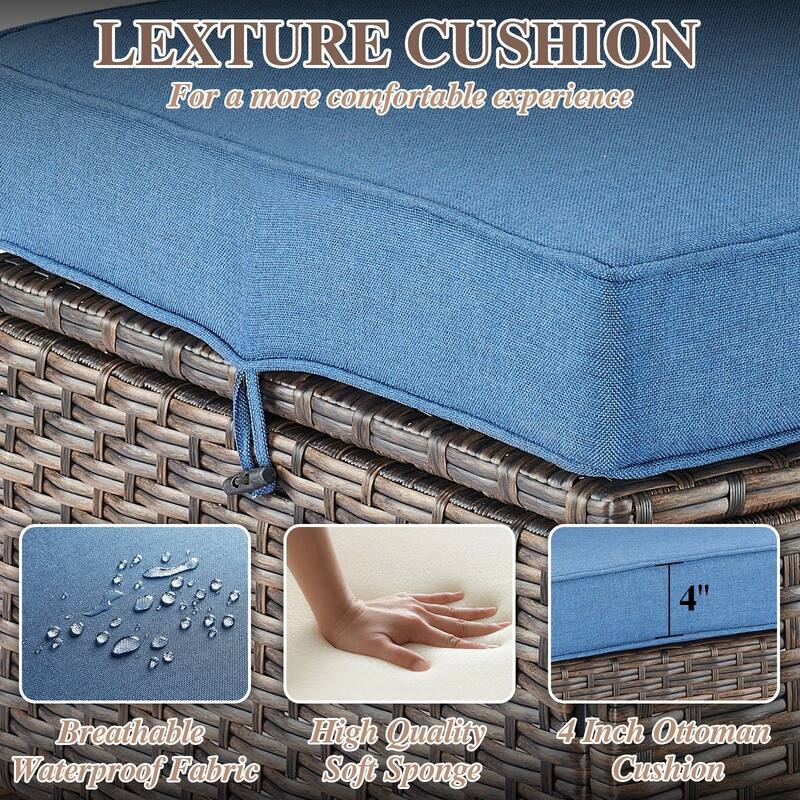 Outdoor Sofa Chair Table & Swive Chail with Ottoman
