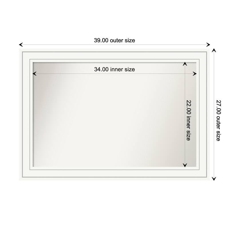 Craftsman White Framed Non-Beveled Custom Wall Mirror, Bathroom Vanity Mirror - Outer Size: 39 x 27