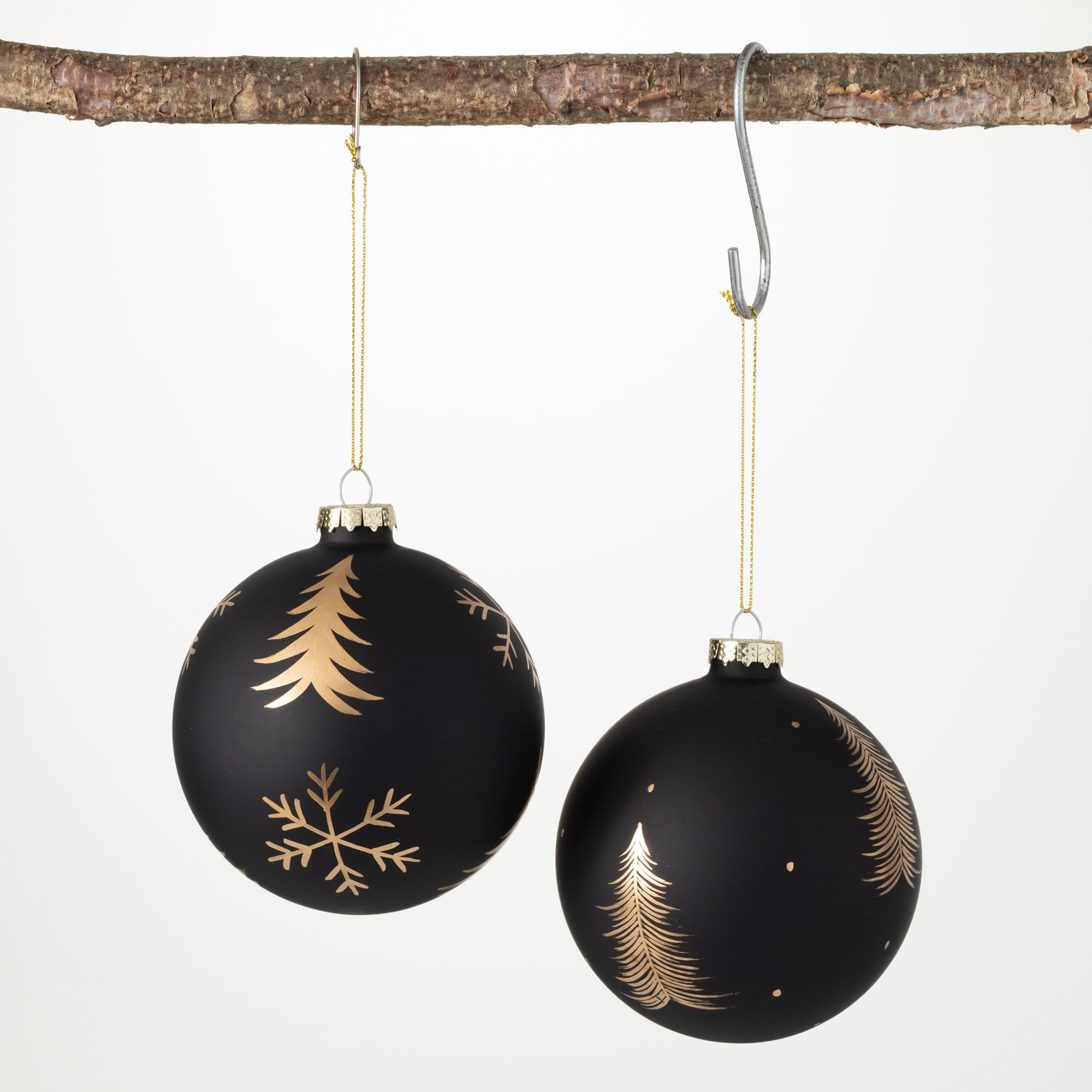 4H Sullivans Night Sky Ball Ornament - Set of 2, Black Christmas Ornaments  - 4L x 4W x 4H