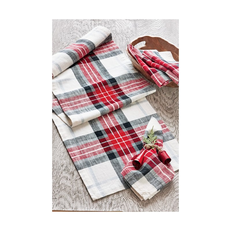 Lodge Plaid Cotton Napkin Set of 4 - Multicolor Kitchen Textiles for Christmas, Machine Washable, 20" x 20" - 20 x 20