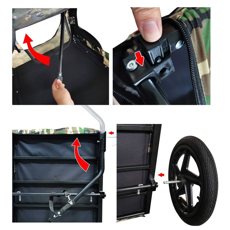 Foldable Dog Bike Trailer with Steel Frame, 16-Inch Wheels, and 88lb Capacity